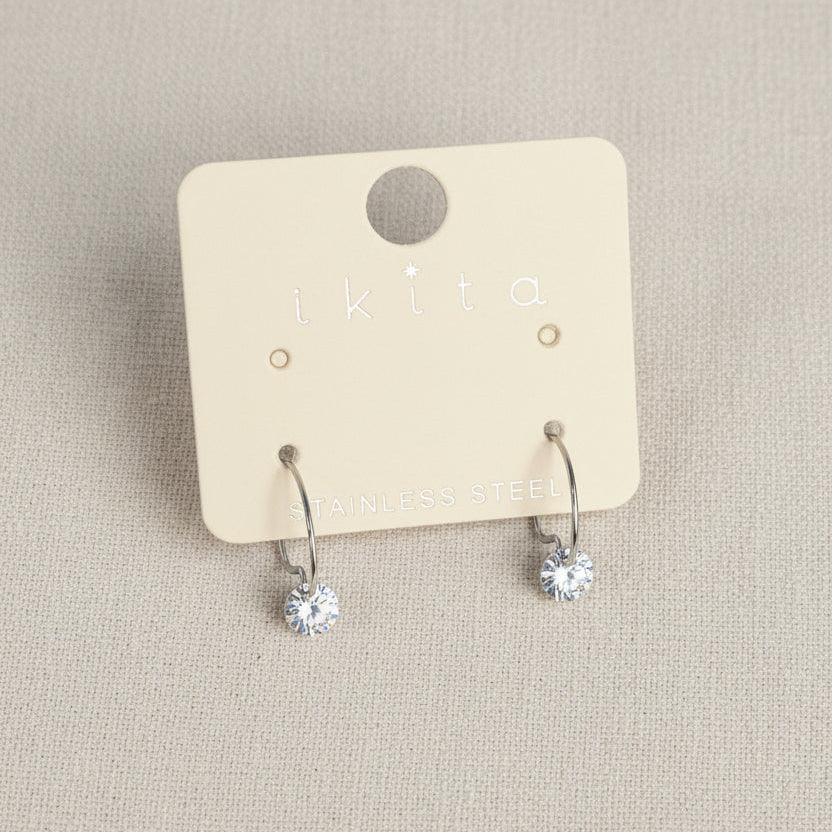 Boucles d'oreilles créoles strass Ikita – Acier inoxydable