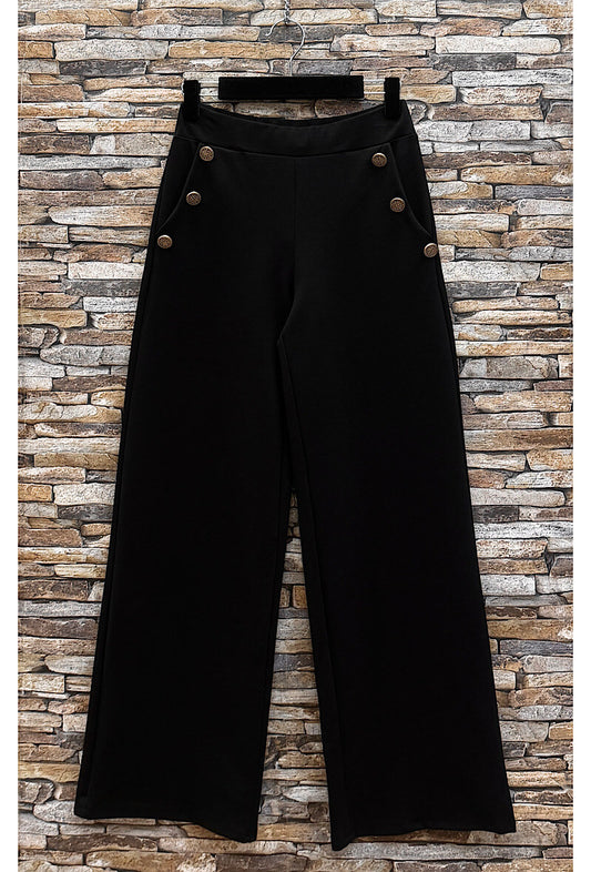 Pantalon JENNA large palazzo en milano avec boutons et poches