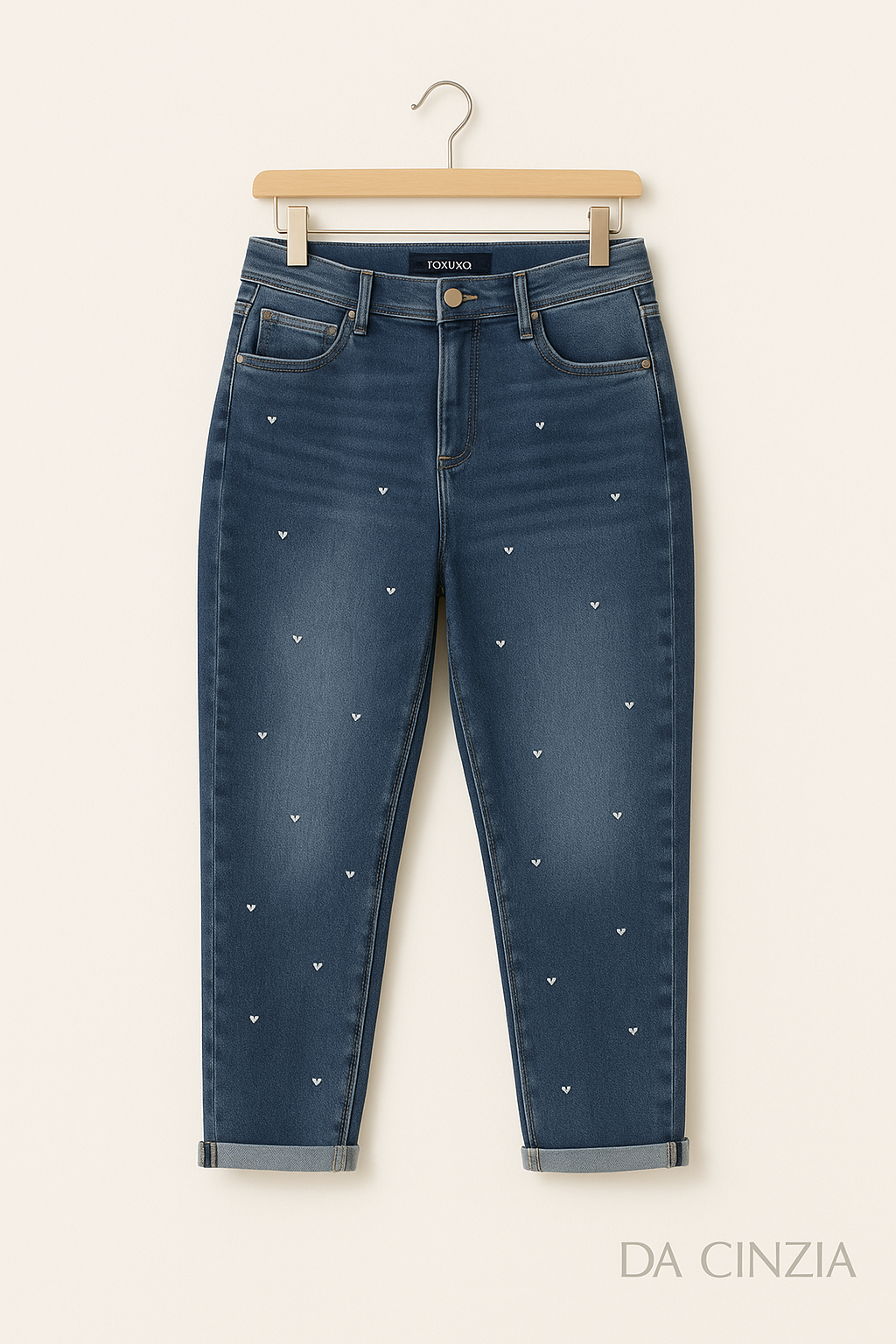 Jean Femme Cœurs Brodés Stretch | Confort & Style Tendance | Da Cinzia