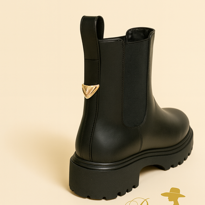 Bottines Noires Femme Semelle Crantée Épaisse | Boots Chic Confort | Da Cinzia