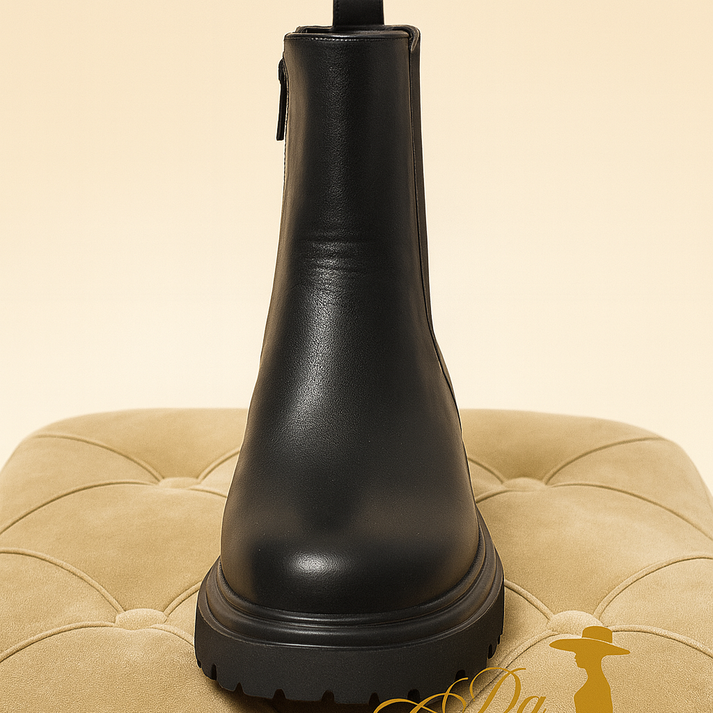 Bottines Noires Femme Semelle Crantée Épaisse | Boots Chic Confort | Da Cinzia