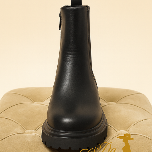 Bottines Noires Femme Semelle Crantée Épaisse | Boots Chic Confort