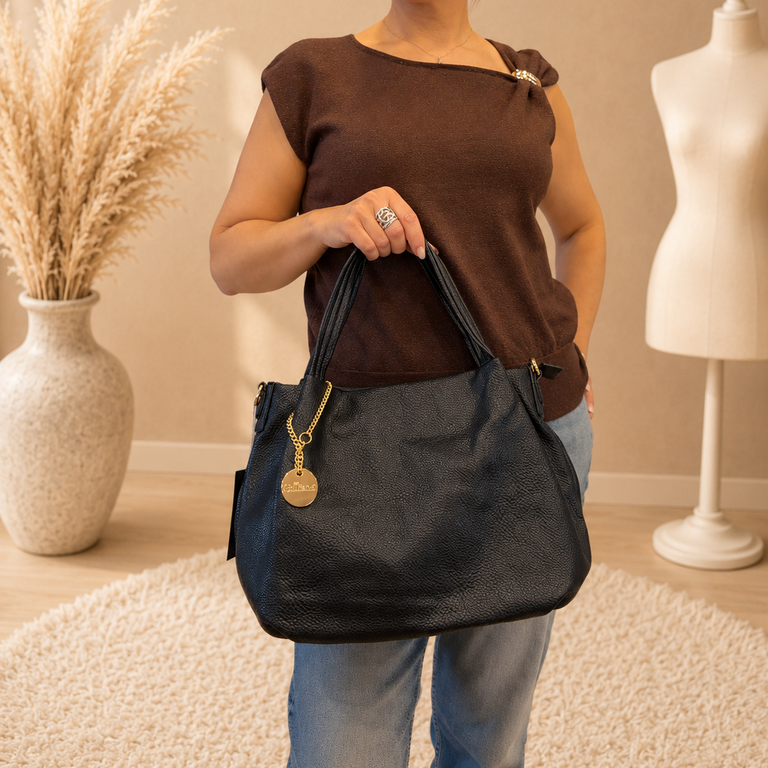 Sac Cabas Giuliano porté épaule noir