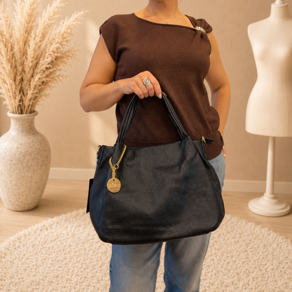 Sac Cabas Giuliano porté épaule noir