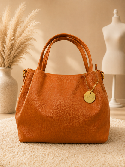 Sac Cabas Giuliano cognac camel simili cuir