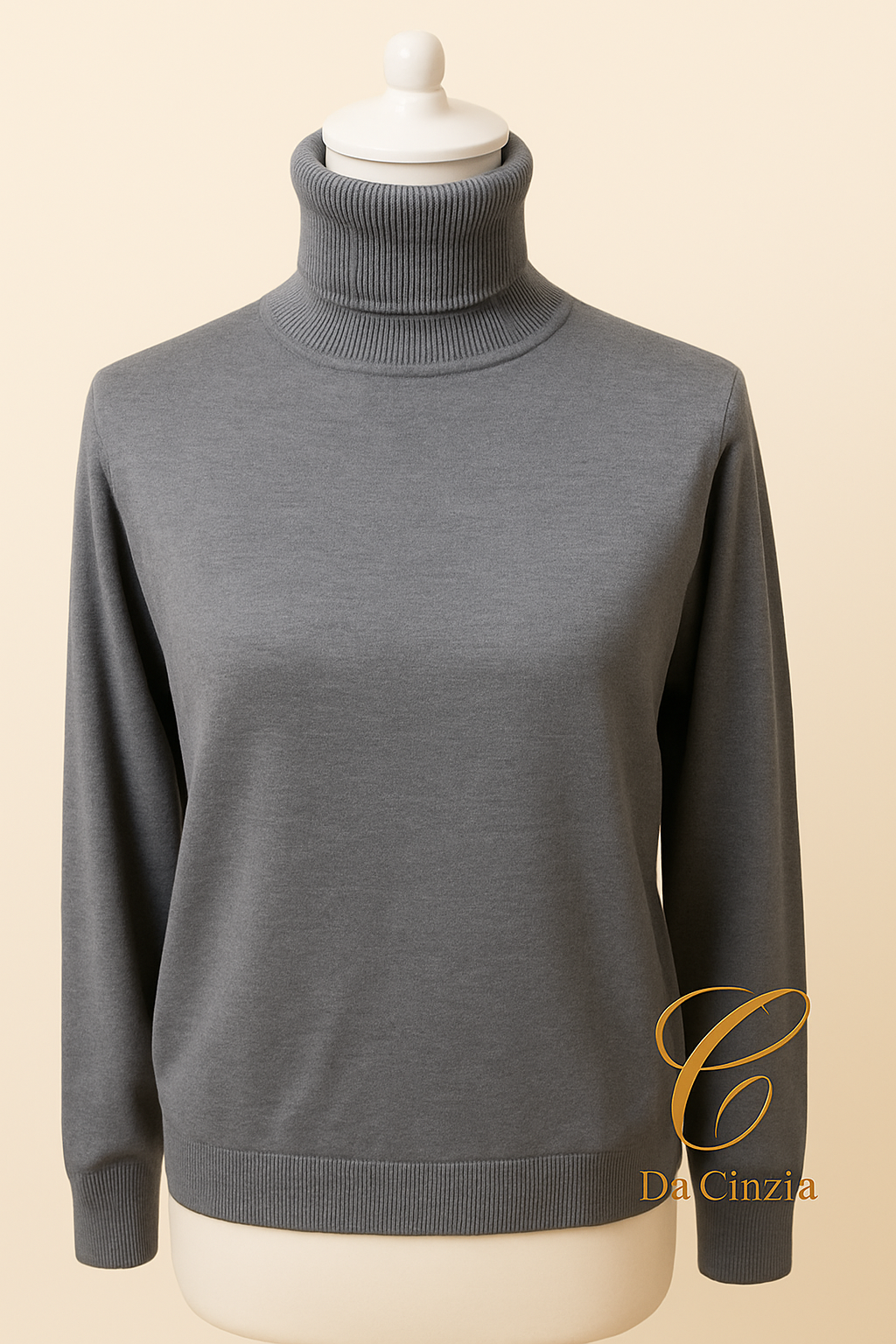 Women's turtleneck sweater – Soft knit – Available in red, blue and grey