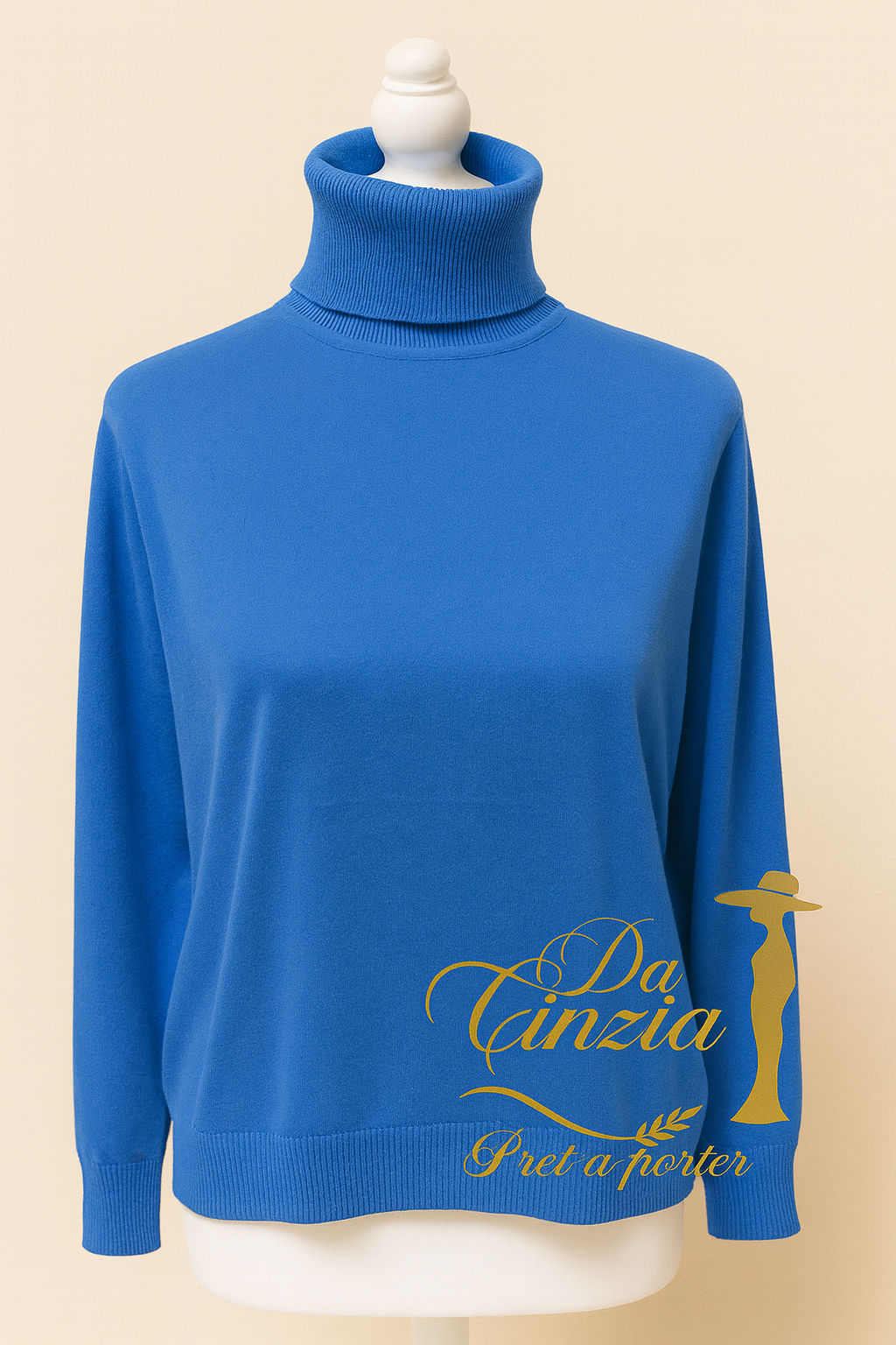 Women's turtleneck sweater – Soft knit – Available in red, blue and grey