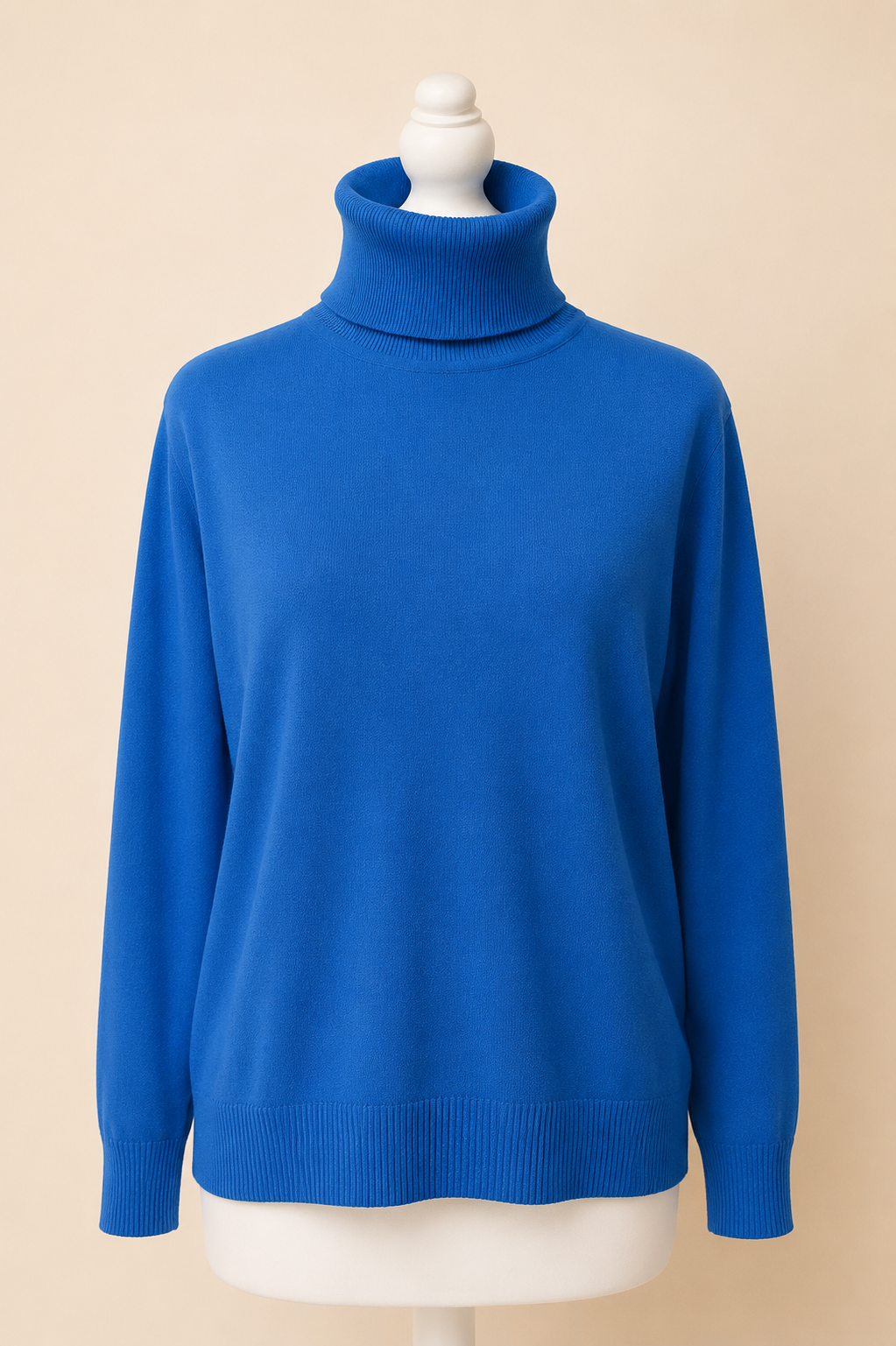 Pull Col Roulé Femme Maille Douce | Bleu Gris Classique