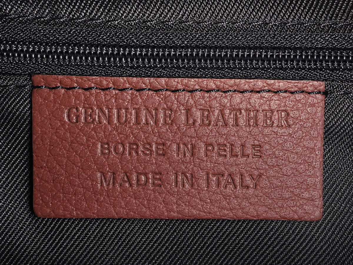 Sac Baguette Toscana Miss-Terre Genuine Leather Made in Italy étiquette