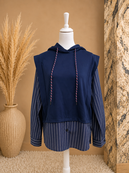 Pull chemise Dual Raya marine mannequin face capuche cordon