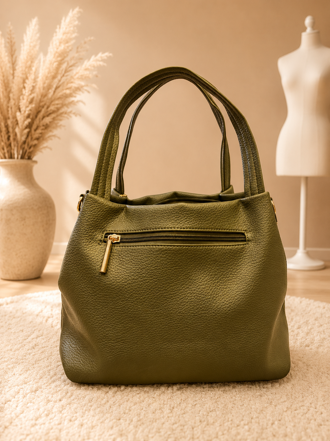 Sac Cabas Giuliano kaki dos poche zippée