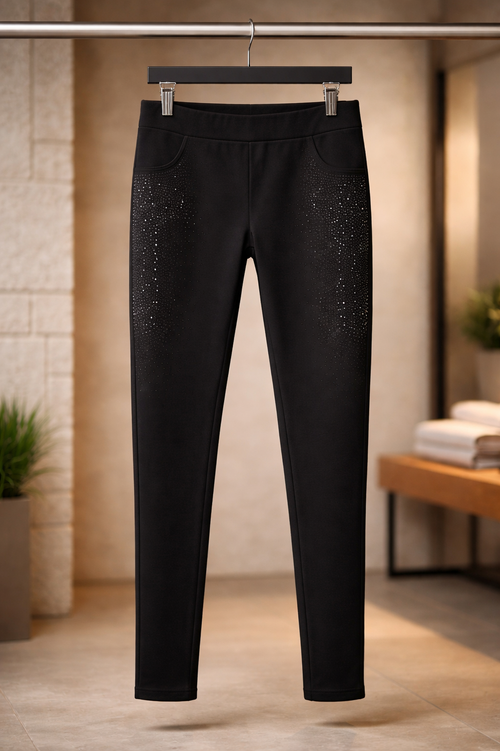 Pantalon Slim Noir à Strass – Coupe Gainante & Glamour | Giuliano | Da Cinzia
