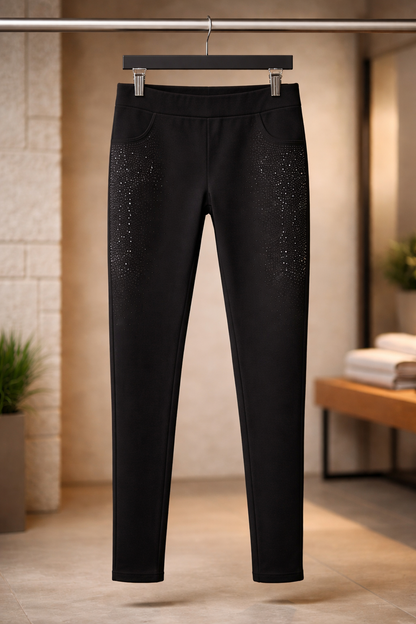 Pantalon Slim Noir à Strass – Coupe Gainante & Glamour | Giuliano | Da Cinzia