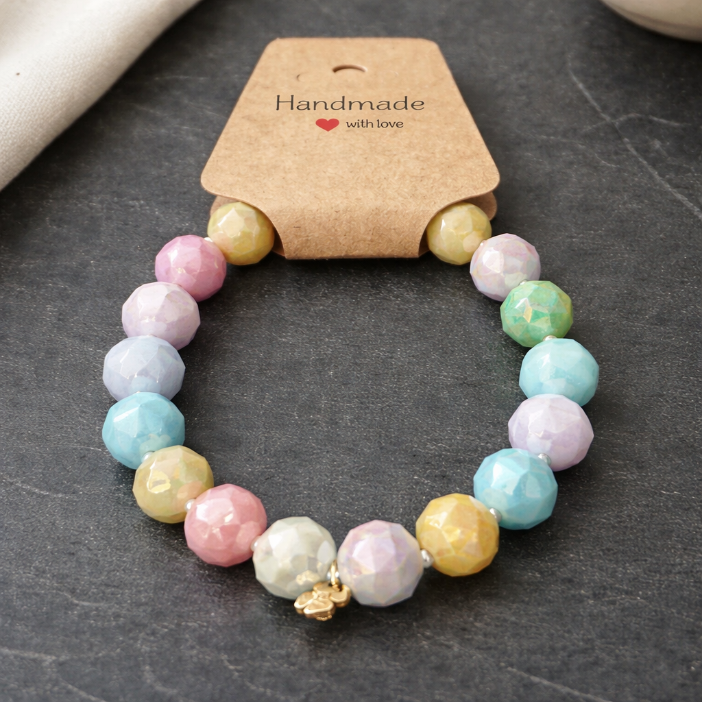 Bracelet Élastique Perles Facettées Artisanal – 4 Coloris | Handmade with Love | Da Cinzia