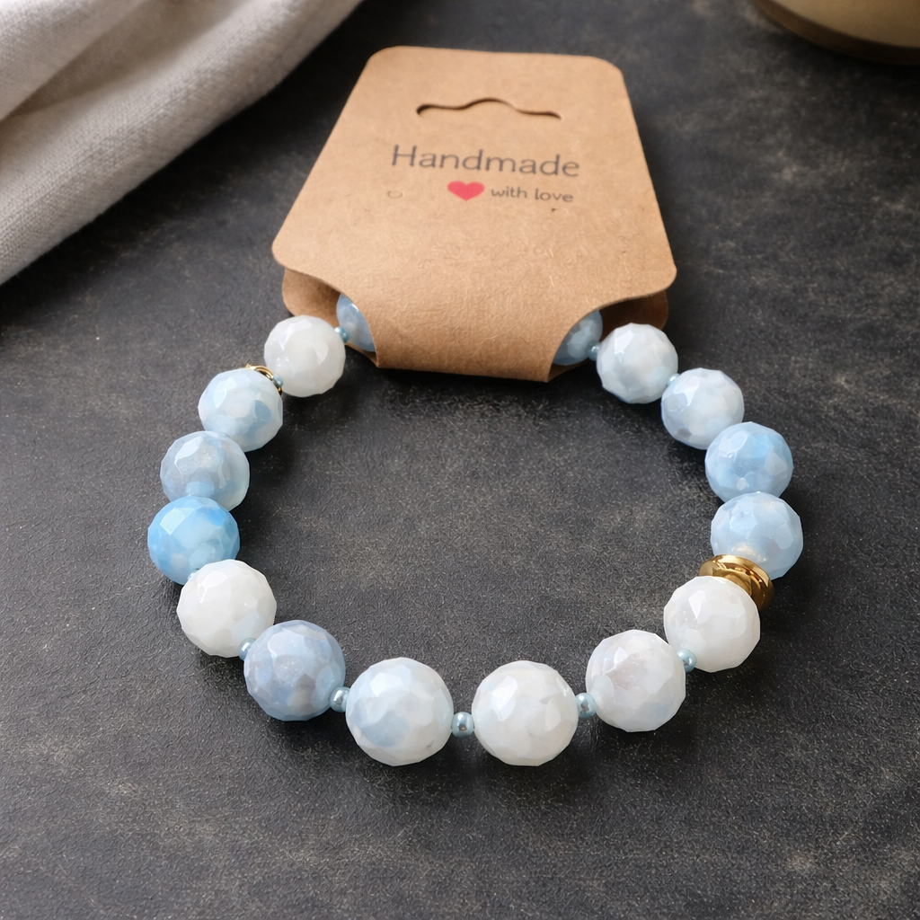 Bracelet Élastique Perles Facettées Artisanal – 4 Coloris | Handmade with Love | Da Cinzia