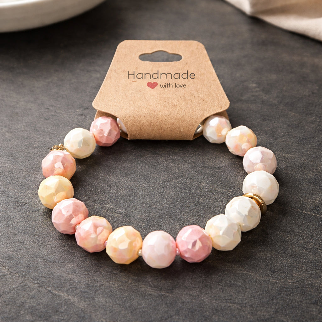 Bracelet Élastique Perles Facettées Artisanal – 4 Coloris | Handmade with Love | Da Cinzia