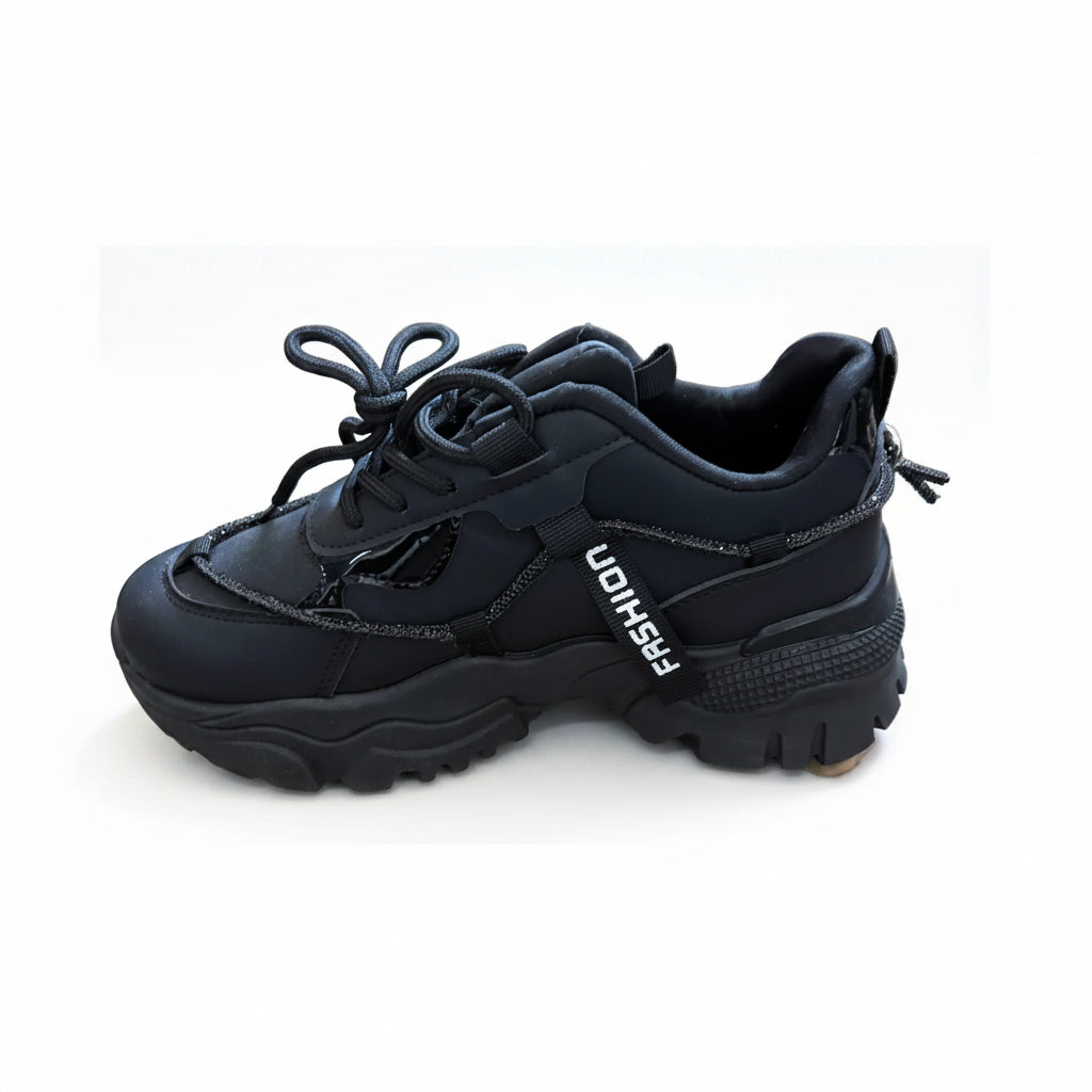 Baskets Femme Noires Semelle Épaisse | Streetwear Chic