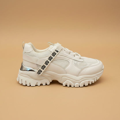 Baskets Femme Beige Semelle Épaisse | Training Confort