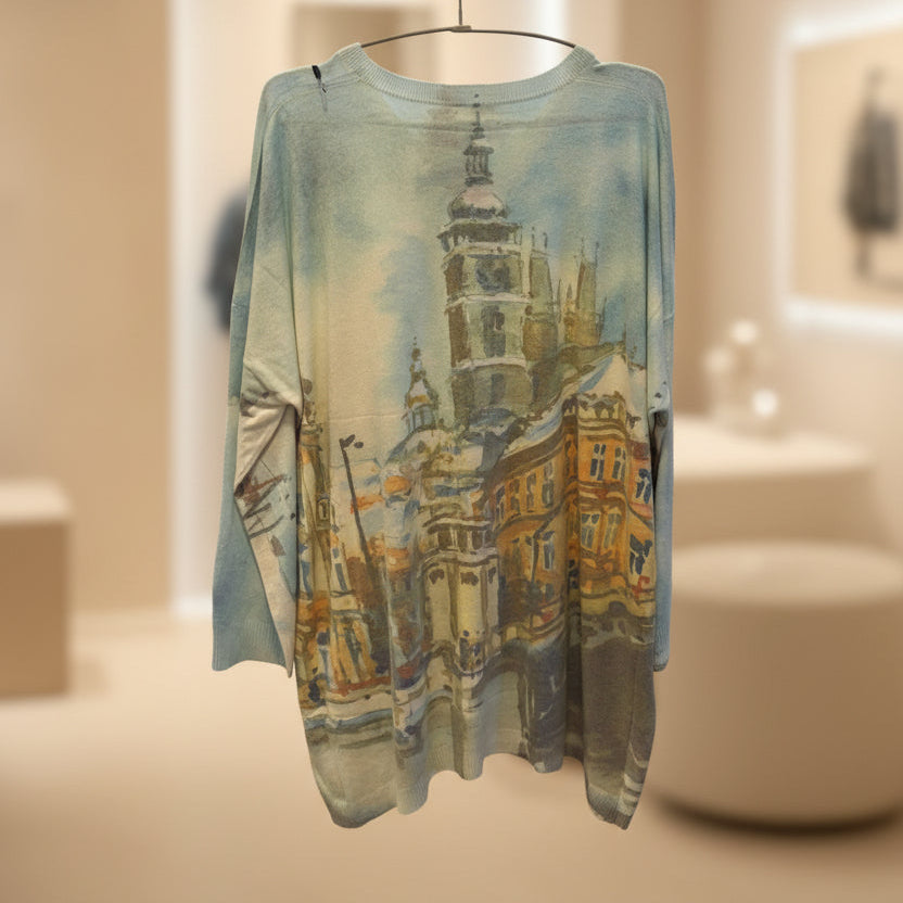 Pastel art print sweater