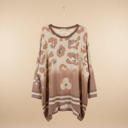 Pull Poncho Oversize Imprimé Femme | Artistique Lumineux