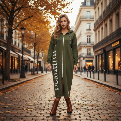 Gilet Long Femme Capuche Zippé | Cardigan Casual Streetwear | Da Cinzia