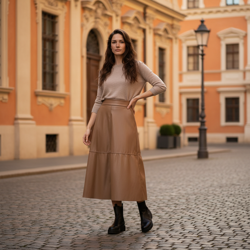 Jupe Longue Femme Effet Cuir | Style Chic & Moderne | Da Cinzia
