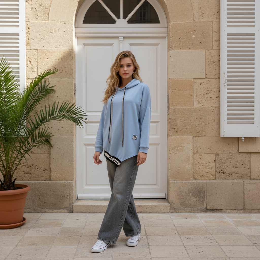 Sweat Femme Capuche Asymétrique | Casual Chic Plusieurs Couleurs | Da Cinzia