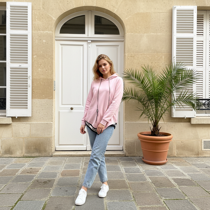 Sweat Femme Capuche Asymétrique | Casual Chic Plusieurs Couleurs | Da Cinzia