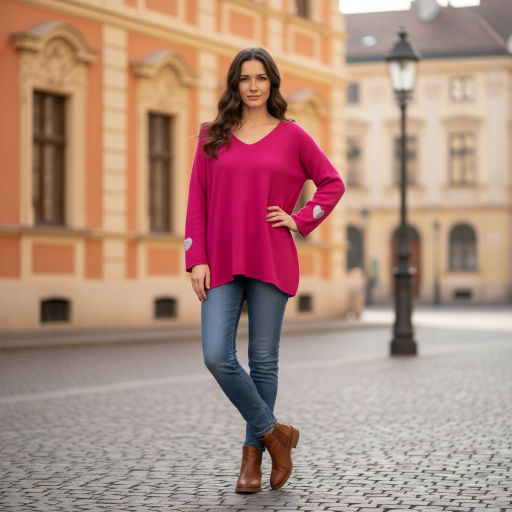 Pull Femme Col V Fluide | Élégance Casual Chic Confort | Da Cinzia