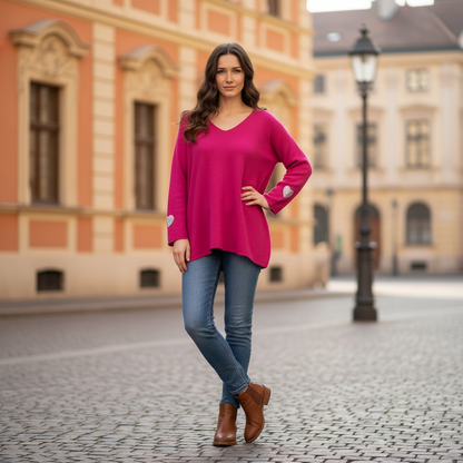 Pull Femme Col V Fluide | Élégance Casual Chic Confort | Da Cinzia