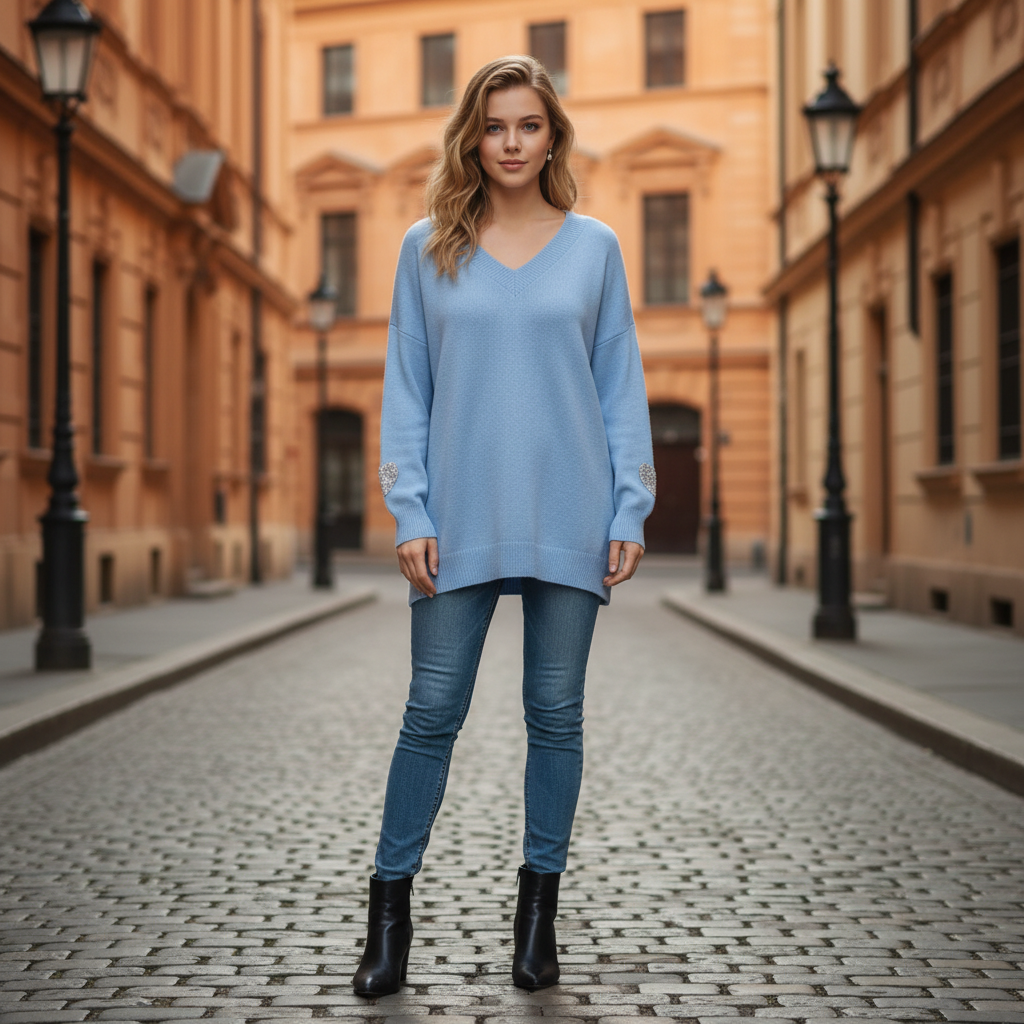 Pull Femme Col V Fluide | Élégance Casual Chic Confort | Da Cinzia