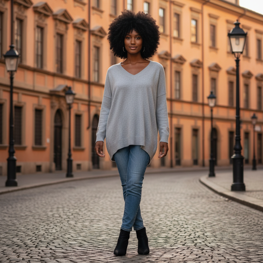 Pull Femme Col V Fluide | Élégance Casual Chic Confort | Da Cinzia