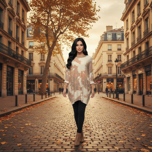 Robe Ample Beige Tie and Dye | Robe Fluide Bohème Femme | Da Cinzia