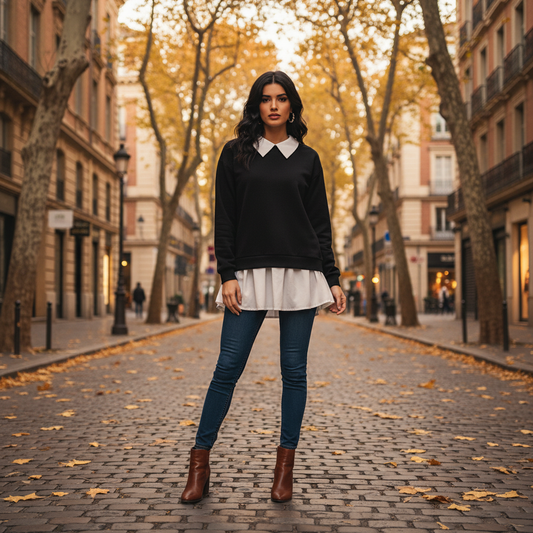 Pull Chemise Femme Deux-en-Un | Style Moderne Semi-Formel | Da Cinzia