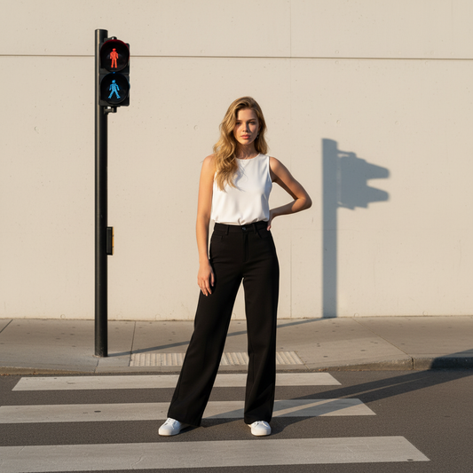 Pantalon Noir Femme Coupe Droite | Pantalon Classique Premium