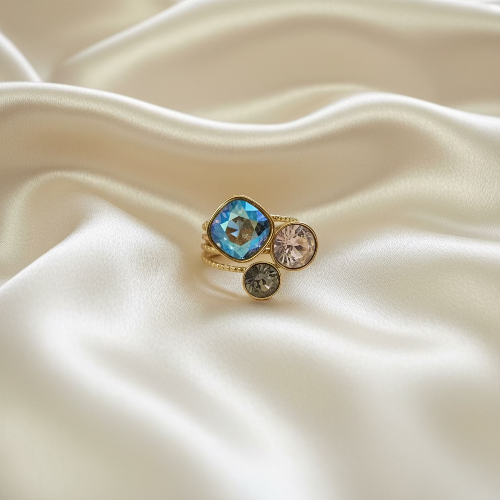 Bague Bohm Femme | Cristaux Multicolores | 18 Modèles au Choix
