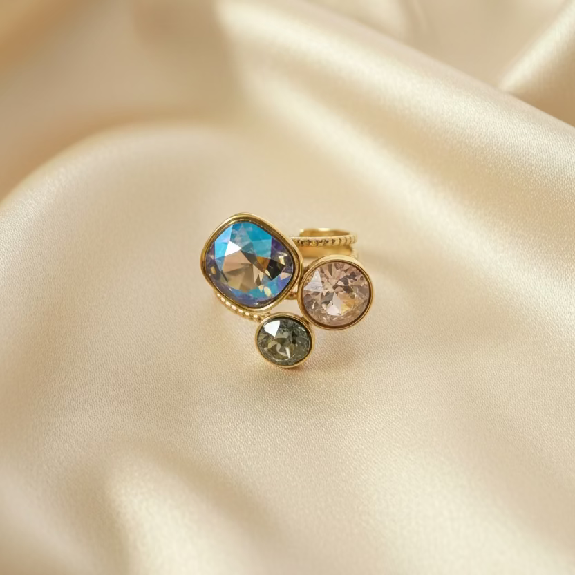 Bague Bohm Femme | Cristaux Multicolores | 18 Modèles au Choix
