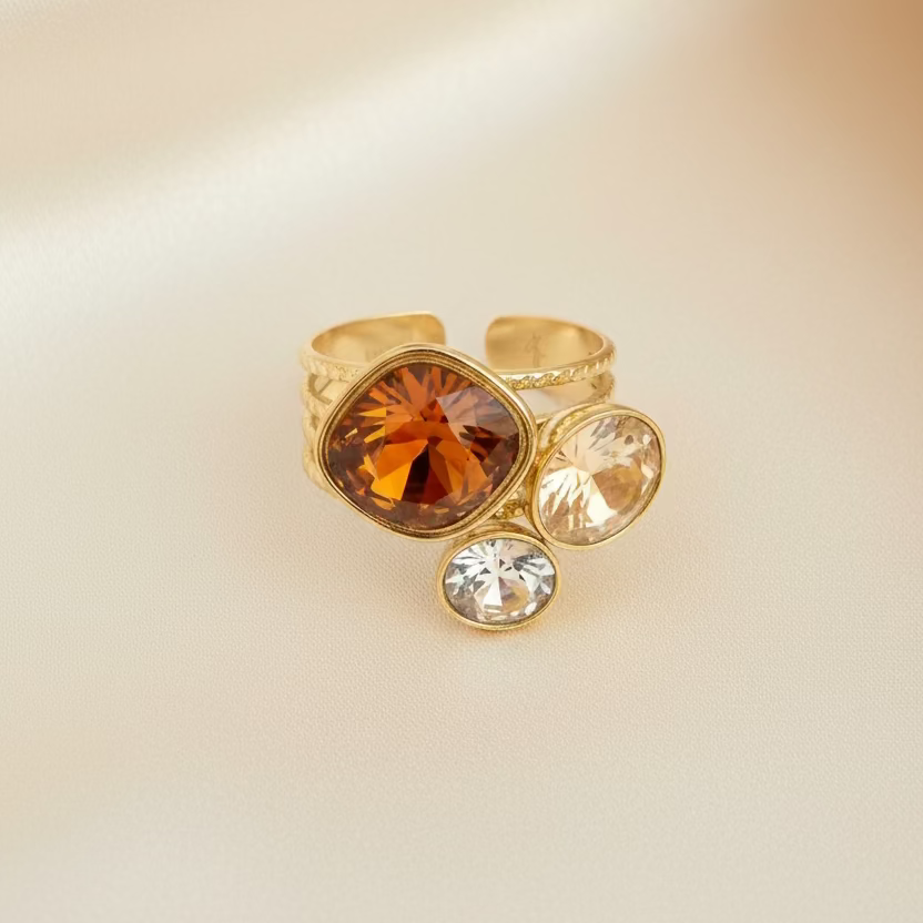 Bague Bohm Femme | Cristaux Multicolores | Collection en Constante Évolution