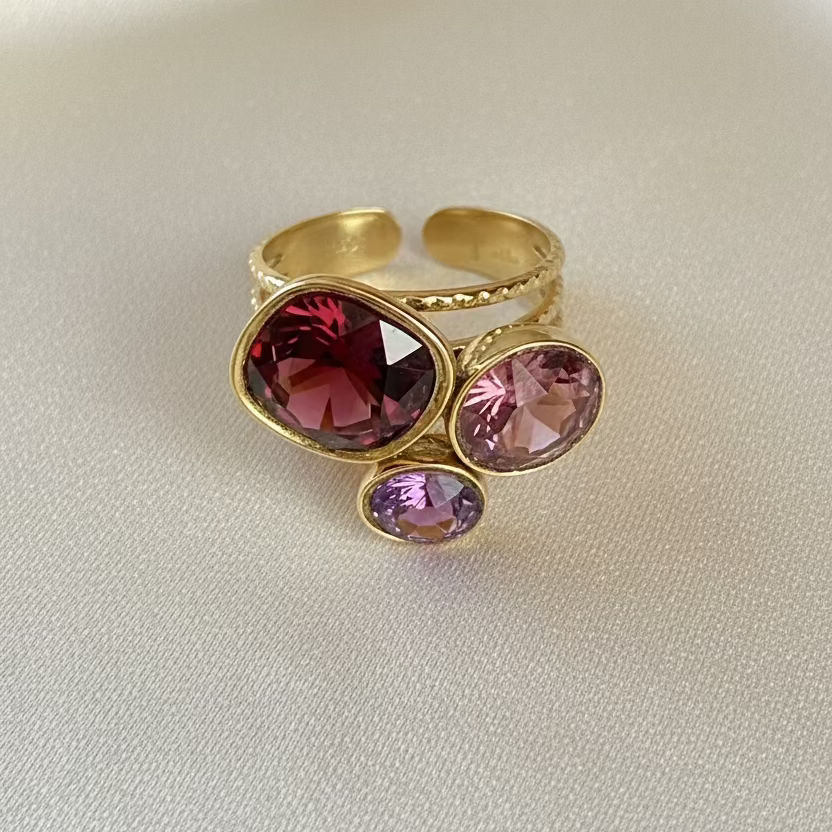 Bague Bohm Femme | Cristaux Multicolores | Collection en Constante Évolution