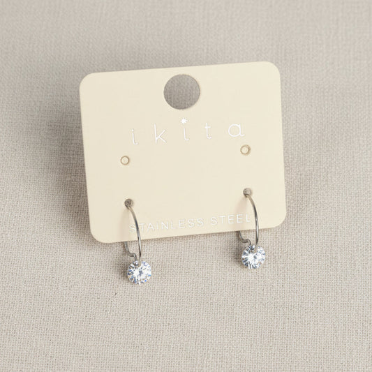 Boucles d'oreilles créoles strass Ikita – Acier inoxydable