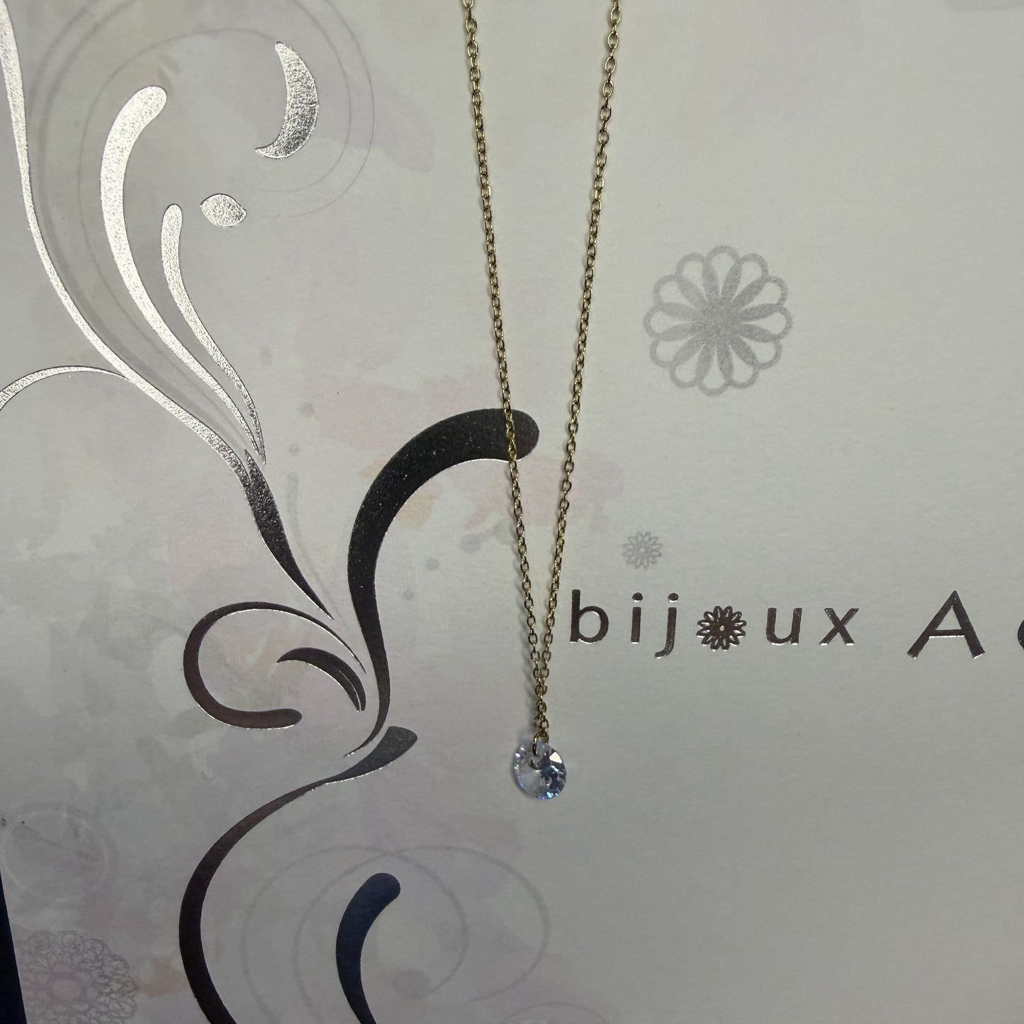 Collier pendentif cristal Ikita – Acier inoxydable