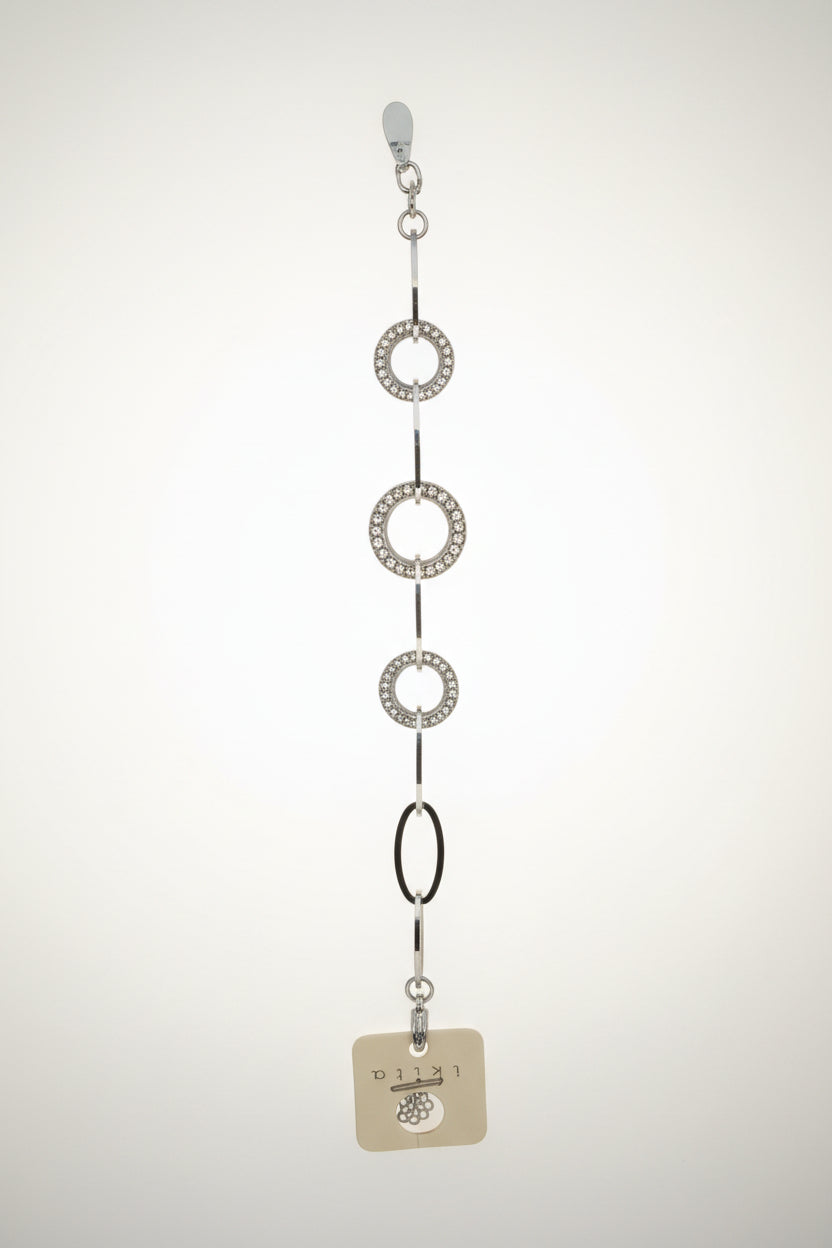 Bracelet chaîne anneaux strass Ikita – Acier inoxydable