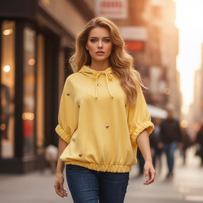 Sweat Capuche Femme Détails Cœur | Urbain Chic 4 Coloris | Da Cinzia