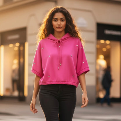 Sweat Capuche Femme Détails Cœur | Urbain Chic 4 Coloris | Da Cinzia