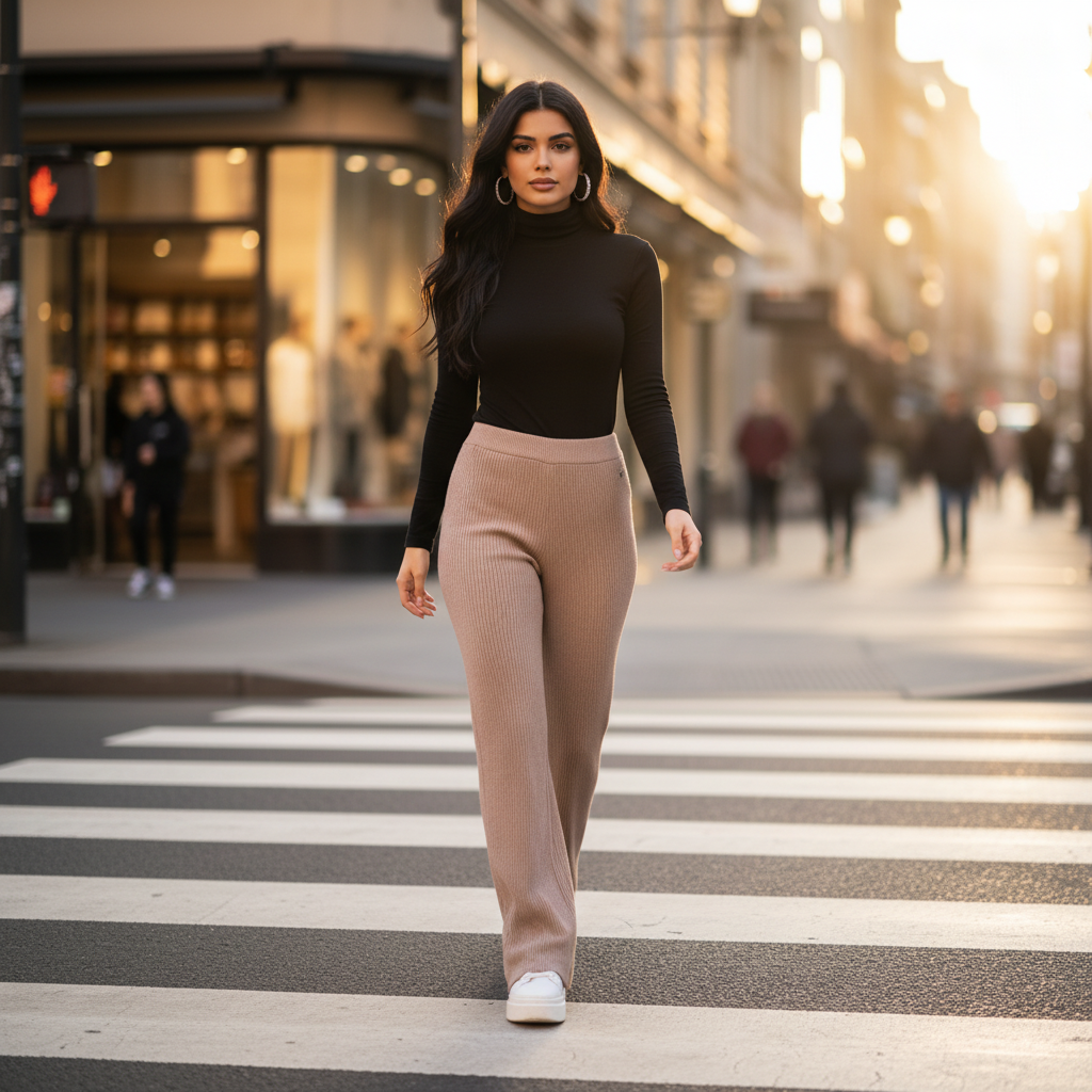 Pantalon Femme Giuliano | Fluide Noir ou Beige Élégant | Da Cinzia