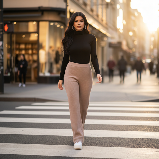 Pantalon Femme Giuliano | Fluide Noir ou Beige Élégant | Da Cinzia