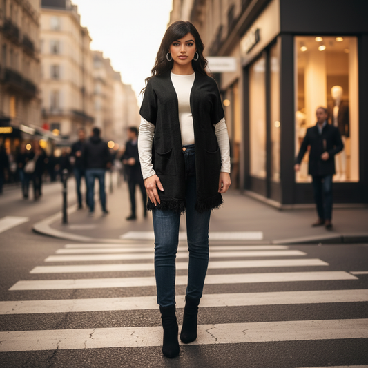 Gilet Sans Manches Femme Giuliano | Noir ou Beige Chic | Da Cinzia