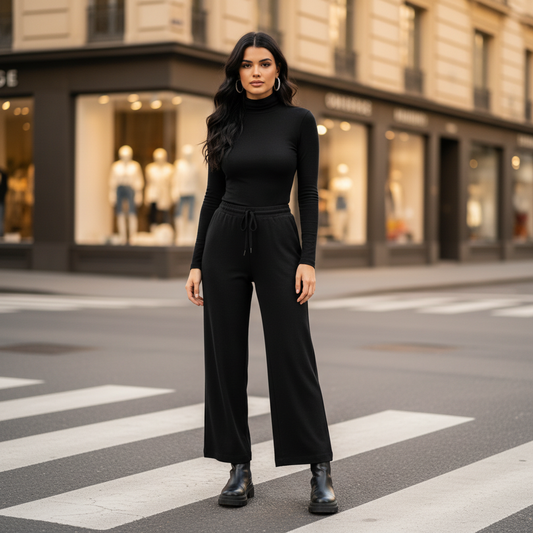 Pantalon Femme Giuliano | Fluide Noir ou Beige Élégant