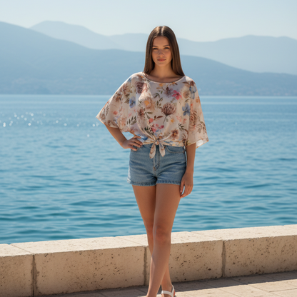 Blouse L&A Imprimé Floral à Nouer | 3 Coloris Disponibles | Da Cinzia