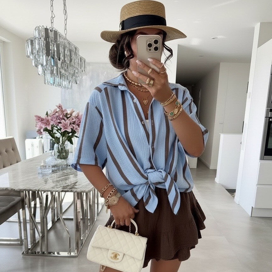 Chemise Gaze de Coton à Rayures — FORCYMA